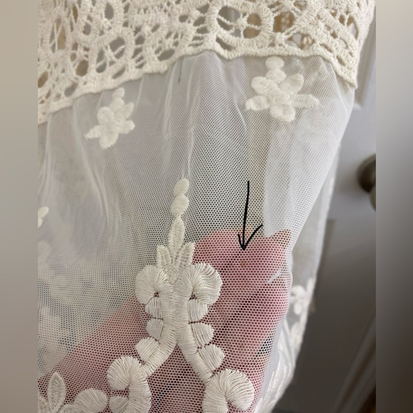 Western Cream Lace Open Vest - Picture 6 of 7